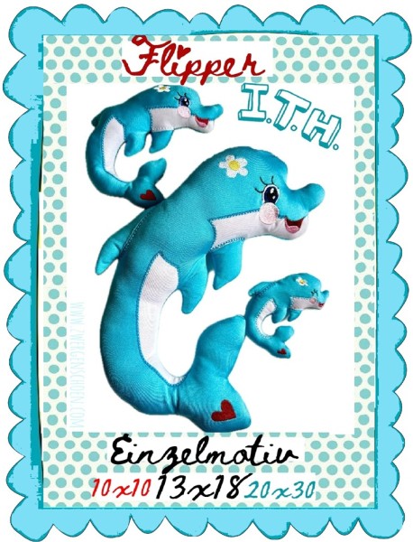 ♥FLIPPER♥ Delphin ITH In The Hoop 10x10 13x18 20x30cm => RELOADED 2025!!!
