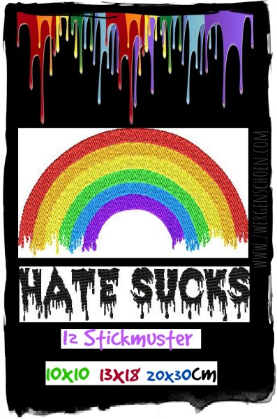 ♥HATE SUCKS♥ 1€-SPARbie STICKMUSTER Regenbogen 10x10 13x18 20x26 20x30cm