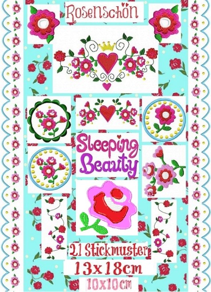 ♥ROSENSCHÖN♥ Stickmuster 10x10 13x18cm ROSEN
