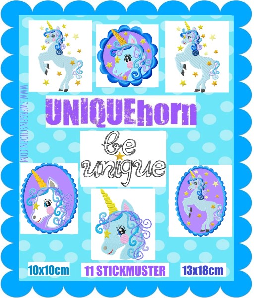 ♥UNIQUEhorn♥ EINHORN Stickdatei UNICORN (10x10) 13x18cm