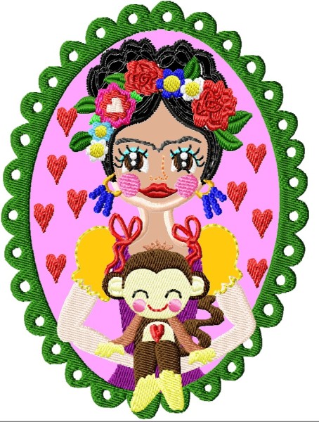 ♥VIVA los ANIMALES Saimiri♥ STICKMUSTER Affe FLOWER girl 13x18cm +GIGAhoop