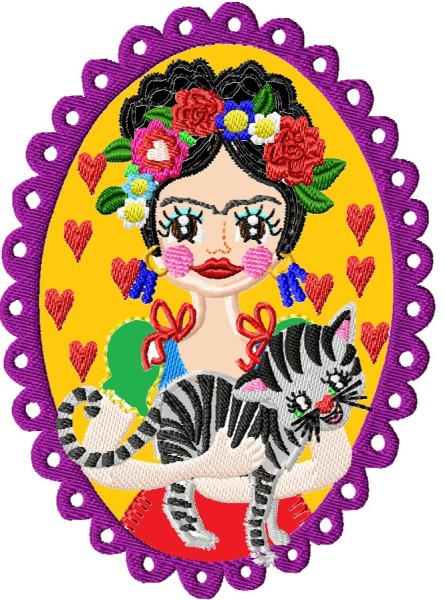 ♥VIVA los ANIMALES Miau♥ STICKMUSTER Katze FLOWER girl 13x18cm +GIGAhoop