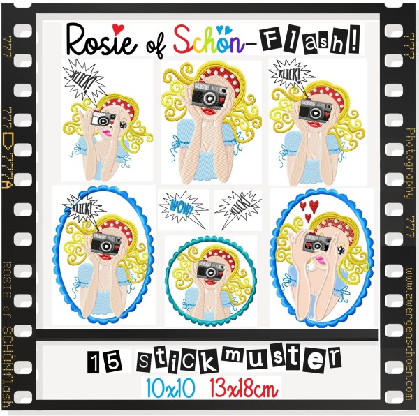 ♥ROSIE of SCHÖNflash♥ Stickmuster KAMERA Fotografie 10x10 13x18cm