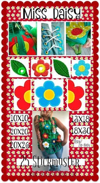 ♥MISS DAISY♥ Stickmuster BLUMEN 10x10 13x18 20x20 20x26 18x30cm