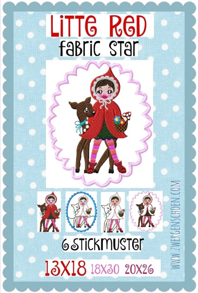 ♥LITTLE RED♥ FabricSTAR Bella STICKMOTIV Rotkäppchen 13x18 18x30 20x26cm