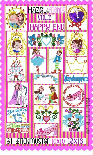 ♥HAZEL&FRIENDS vol.2♥ Stickmuster ASCHENBRÖDEL happy END 10x10 13x18cm