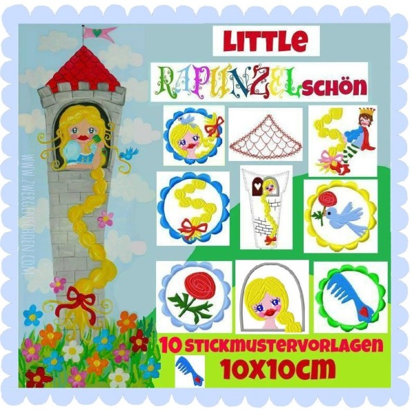 ♥little RAPUNZELschön♥ Stickmuster RAPUNZEL 10x10cm
