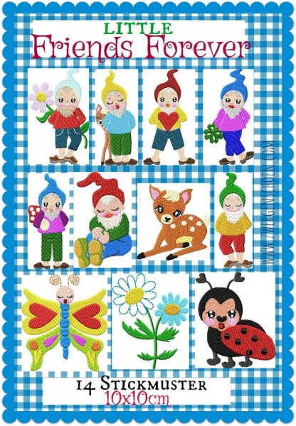 ♥little FRIENDS FOREVER♥ Stickmuster SIEBEN ZWERGE 10x10cm