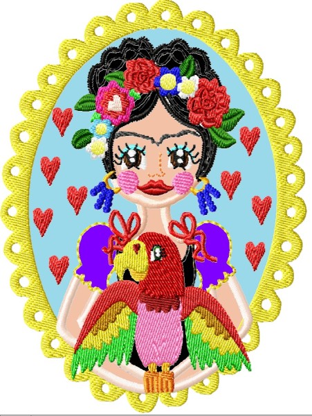 ♥VIVA los ANIMALES Papagei♥ STICKMUSTER Parrot FLOWER girl 13x18cm +GIGAhoop