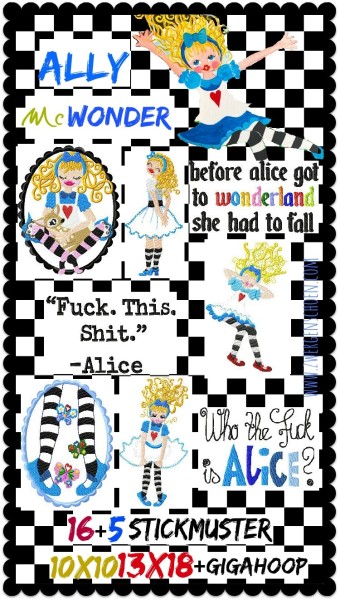 ♥ALLY McWONDER♥ Stickmuster WUNDERLAND 10x10 13x18cm +GIGAHOOP