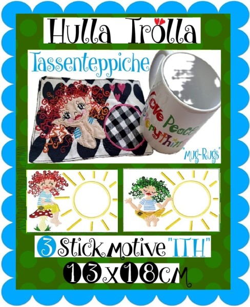 ♥HULLA TRÖLLA♥ Tassenteppiche MUG RUGs ITH 13x18cm