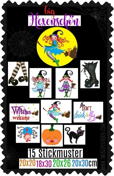 ♥big HEXENSCHöN♥ Stickdatei HEXE GigaHOOP 20x20 18x30 20x26 20x30cm