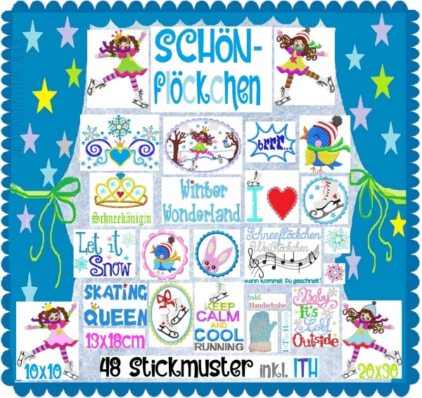 ♥SCHöNFLöCKCHEN♥ Stickmuster EISPRINZESSIN Spezial 10x10 13x18 20x30cm