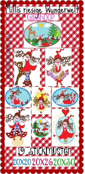 ♥MILLI ZWERGENSCHÖN riesige WUNDERWELT♥ Stickmuster 20x20 20x26 20x30cm