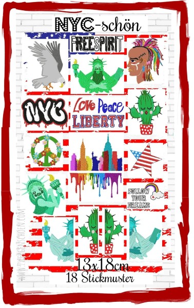 ♥NYC-schön♥ Stickmuster NEW YORK 13x18cm USA