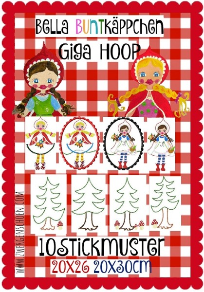 ♥BELLA BUNTKÄPPCHEN♥ Stickmuster GIGAHOOP Rotkäppchen 18x30 20x26cm