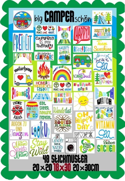 ♥big CAMPERschön♥ Stickmuster MEGA-PAKET Embroidery GIGAhoop 20x10 18x30 20x30cm