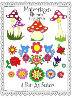 ♥MALvorlagen♥ DIN A4 BLUMEN FLIEGENPILZE Zwergenschoen ♥MALvorlagen♥ DIN A4 BLUMEN FLIEGENPILZE Zwergenschoen