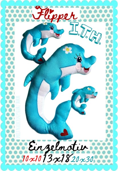 ♥FLIPPER♥ Delphin ITH In The Hoop 10x10 13x18 20x30cm => RELOADED 2025!!!