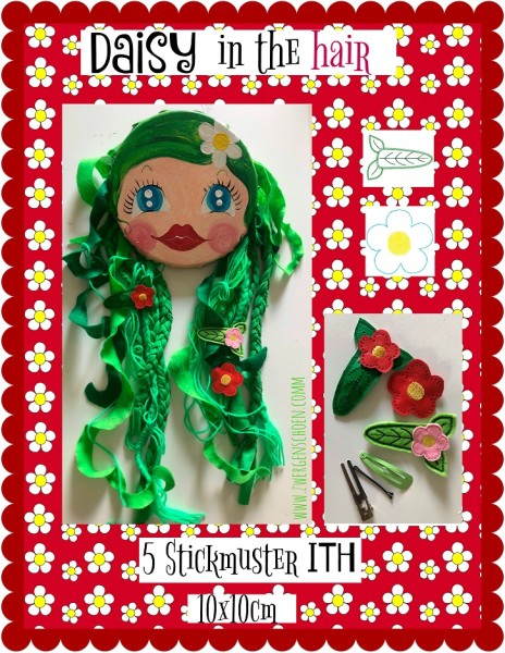 ♥DAISY in the HAIR♥ Stickdatei ITH 10x10cm Haarschmuck BLUMEN