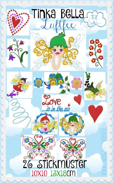 ♥Tinka Bella LUFTFEE♥ Stickmuster FEEN Schmetterlinge ELFEN 10x10 13x18cm
