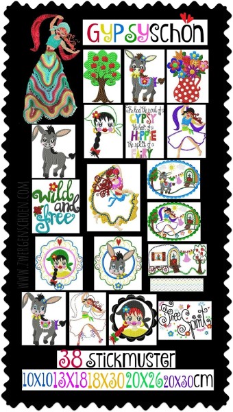 ♥GYPSYschön♥ Stickdatei BOHO Faria 10x10 13x18 18x30 20x26 20x30cm