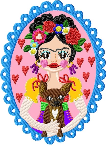 ♥VIVA los ANIMALES Wuff♥ STICKMUSTER Hund FLOWER girl 13x18cm +GIGAhoop