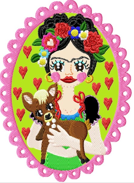 ♥VIVA los ANIMALES Reh♥ STICKMUSTER Rehlein FLOWER girl 13x18cm +GIGAhoop