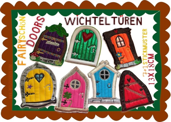 ♥FAIRYschön DOORs♥ Stickmuster WICHTELTÜREN 13x18cm