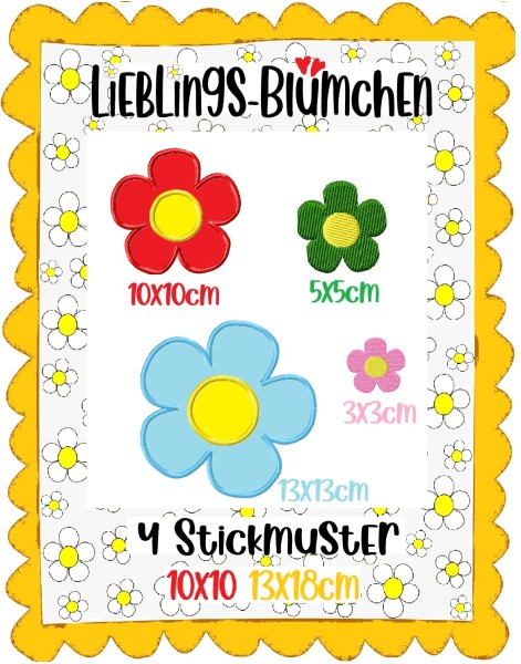 ♥LIEBlingsBLÜMCHEN♥ Stickmuster BLUME 10x10cm und 13x18cm 1€- SPARbie