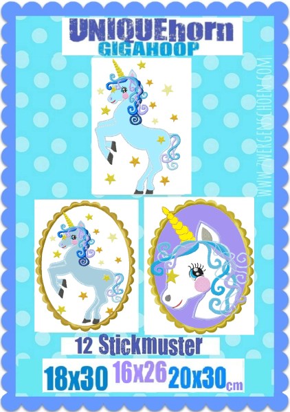 ♥UNIQUEHORN GIGAHOOP♥ EINHORN 16X26 18X30 20X30CM