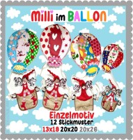 ♥MILLI im BALLON♥ Stickmuster HEISSLUFTBALLON Bausatz 13x18 20x20 20x26cm ♥MILLI im BALLON♥ Stickmuster HEISSLUFTBALLON Bausatz 13x18 20x20 20x26cm
