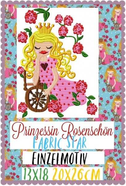 ♥ROSENSCHÖN♥ Stickmotiv DORNRÖSCHEN FabricStar 13x18 20x26cm